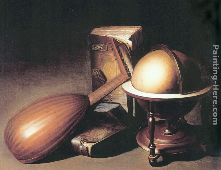 Still Life with Globe, Lute, and Books painting - Gerrit Dou Still Life with Globe, Lute, and Books art painting